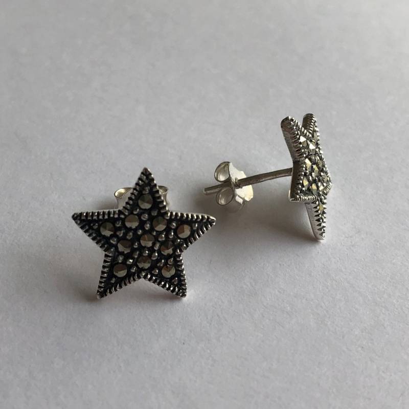 stern Ohrringe Estrella - Ohrstecker Markasit Schmuck Silber Geschenk Idee Für Sie von BestSpanishShop