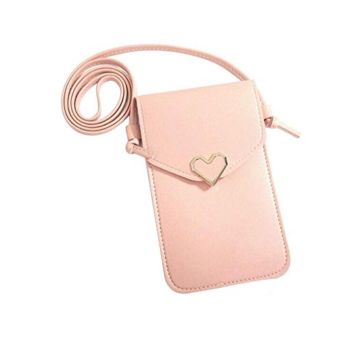 BestTas Mini Crossbody Handytasche mit Touchscreen, einfache kleine verstellbare Schulter Crossbody Handytasche für Frauen (hellrosa) von BestTas