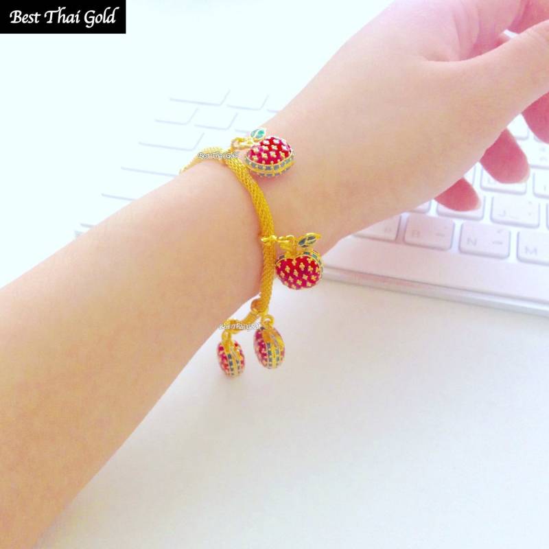 Apfel Emaille Armband 24K Vergoldeter Thai Schmuck - Ddp | Deliveredduty Paid von BestThaiGold