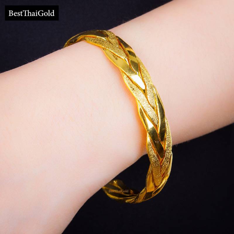 Geflochtener 24K Vergoldeter Armreif, Zartes Armband Handgemachter Thailand Schmuck, Geschenk Für Sie, Weihnachtsgeschenk - Geliefert von BestThaiGold