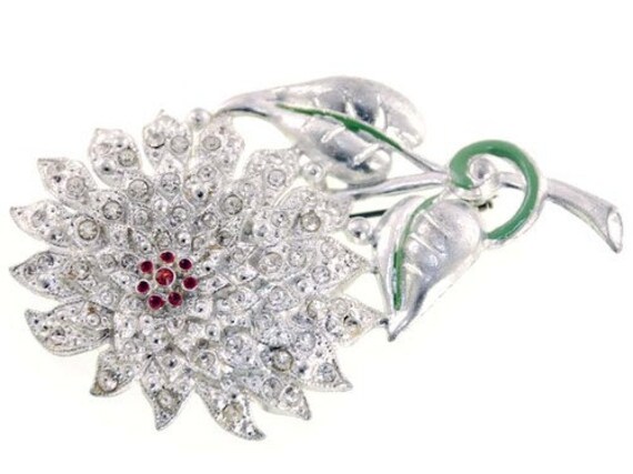 1920Er Jahre Vintage Sonnenblume Brosche/Strassbrosche Mit Strasssteinen Und Emaille von BestVintageEver