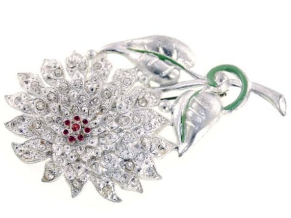 1920Er Jahre Vintage Sonnenblume Brosche/Strassbrosche Mit Strasssteinen Und Emaille von BestVintageEver