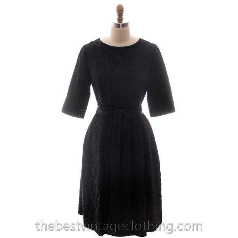 Retro Vtg Schwarzes Brokat Cocktail Party Kleid 1950S Medium Sz 40 Sanduhrform Aure von BestVintageEver