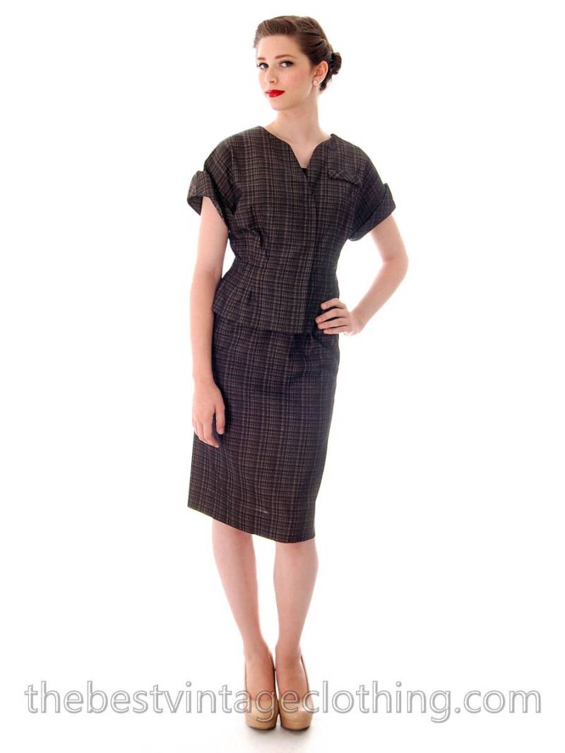 Vintage 50Er Jahre Seidenanzug Blooms Vogue, Größe 38 von BestVintageEver