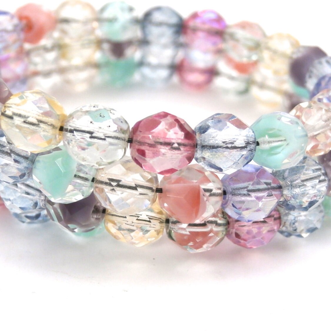 Vintage Armband Facettierte Glas Perlen Pastell 1960S Spiraldraht Spiral Wire von BestVintageEver