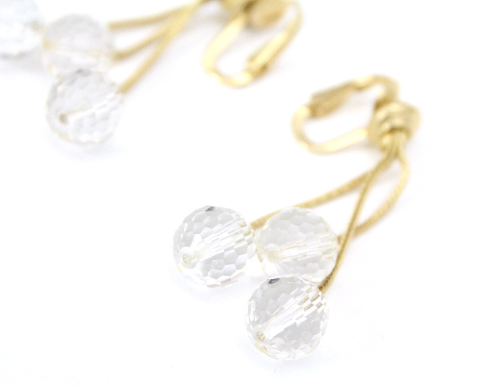 Vintage Ciner Signierte Ohrclips Gold Dreifach Kristall Ball Baumeln 3 1/2 Zoll von BestVintageEver