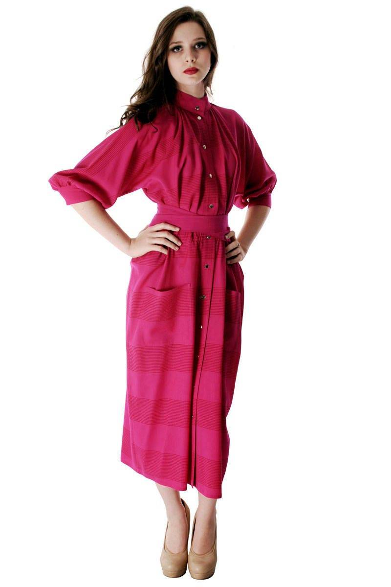 Vintage Vuokko Nurmesniemi Finnland Fuchsia Voile Mantel Kleid 1970Er Jahre Xs-L Free von BestVintageEver