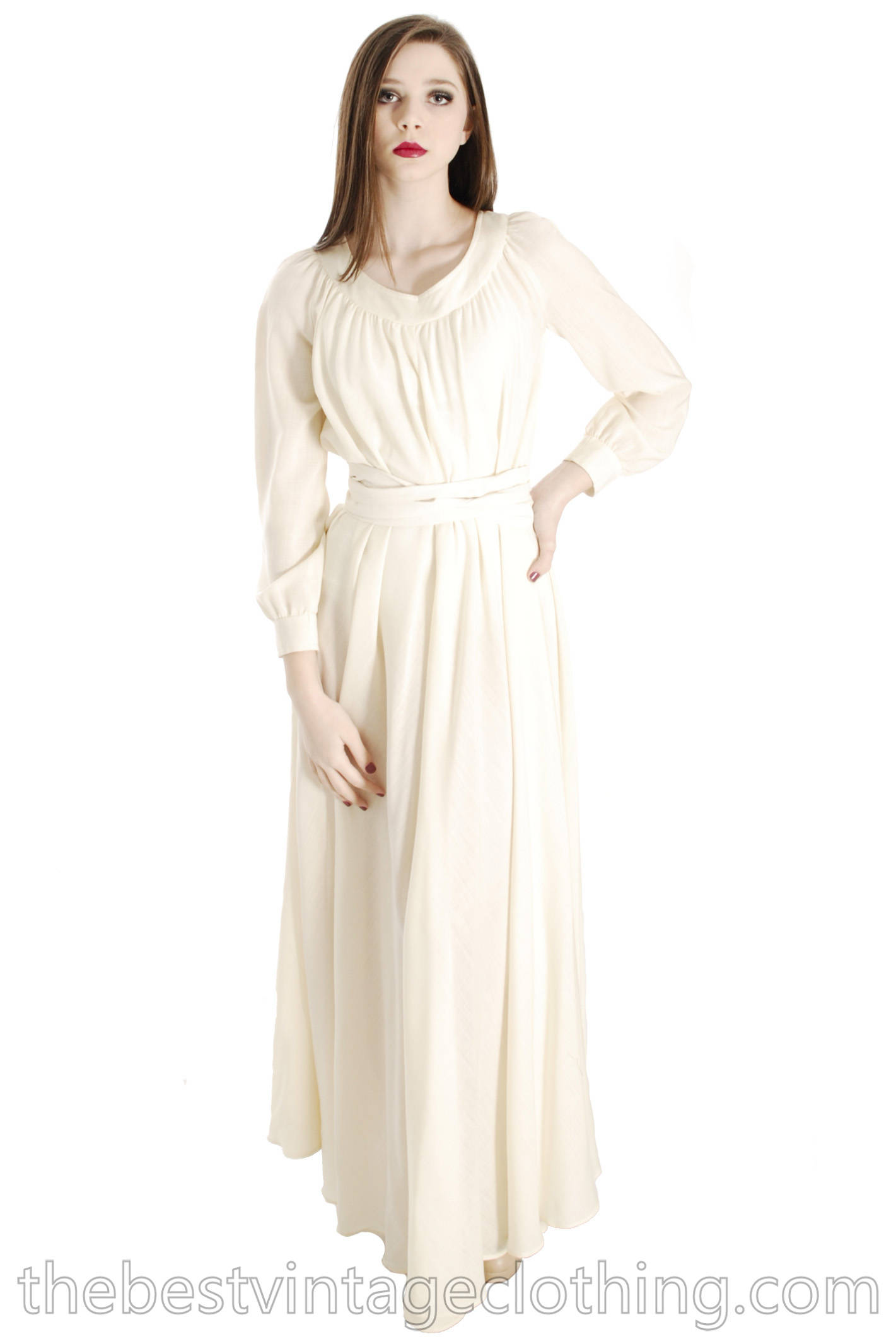 Vintage Vuokko Woll Voile Maxi Kleid 1970Er Jahre Elfenbeinfarbenes Zeltkleid von BestVintageEver