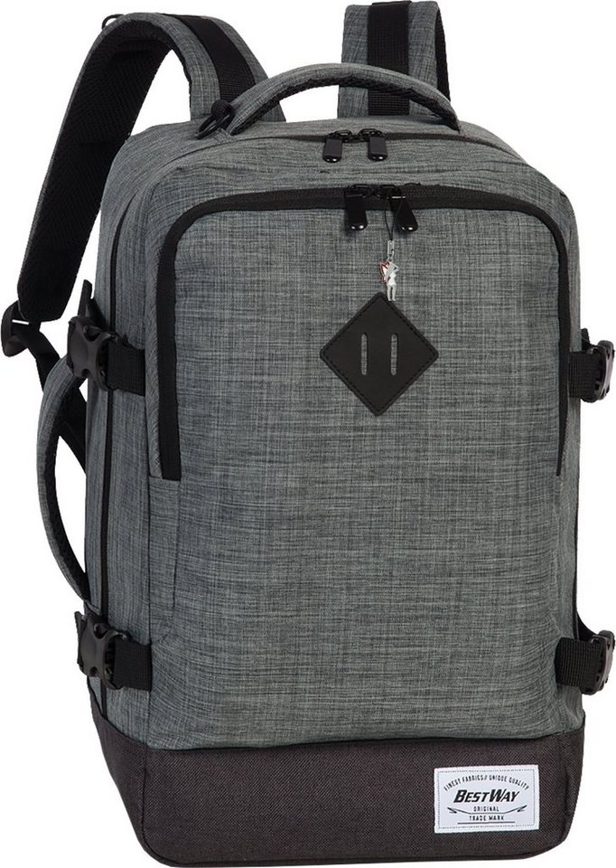 BestWay Bags Rucksack Bestway grauer Businessrucksack Polyester, Herren, Damen Flugbegleiter, Businessrucksack Polyester, grau von BestWay Bags
