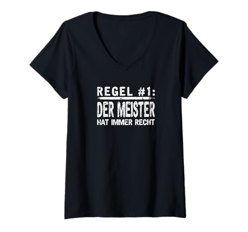 Damen Spruch Meister T-Shirt mit V-Ausschnitt Damen Spruch Meister T-Shirt mit V-Ausschnitt von Bestandene Prüfung Tshirt Meisterprüfung