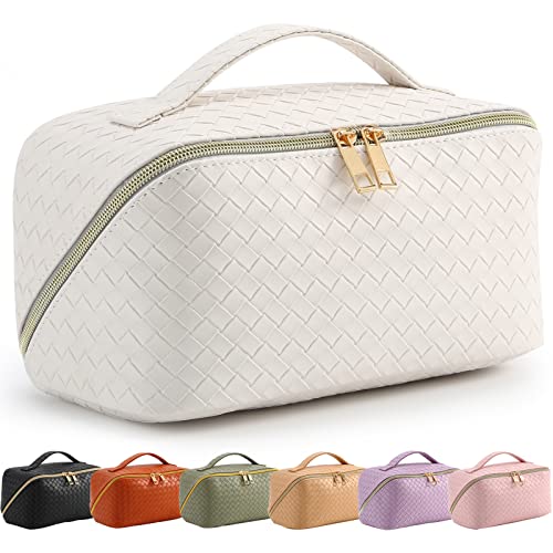 Bestash Reise Kosmetiktasche Damen mit Großem,Tragbare Reise Make Up Tasche,Wasserdichter Schminktasche kulturtasche mit Trennwand Tasche Organizer (Cremiges Apricot) von Bestash