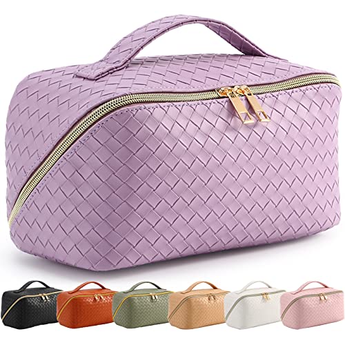 Bestash Reise Kosmetiktasche Damen mit Großem,Tragbare Reise Make Up Tasche,Wasserdichter Schminktasche kulturtasche mit Trennwand Tasche Organizer (Hellviolett) von Bestash