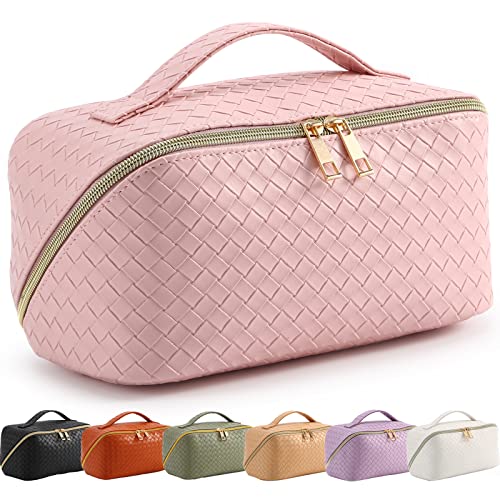 Bestash Reise Kosmetiktasche Damen mit Großem,Tragbare Reise Make Up Tasche,Wasserdichter Schminktasche kulturtasche mit Trennwand Tasche Organizer (Kirschrosa) von Bestash