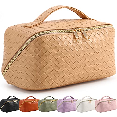 Bestash Reise Kosmetiktasche Damen mit Großem,Tragbare Reise Make Up Tasche,Wasserdichter Schminktasche kulturtasche mit Trennwand Tasche Organizer (Hellgelb) von Bestash