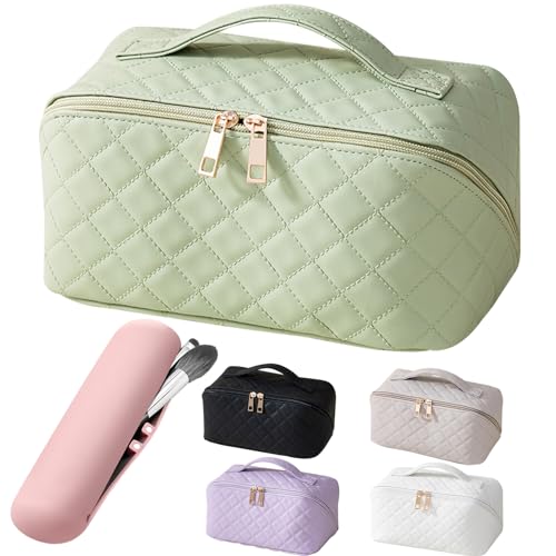 Bestash Reise Kosmetiktasche Damen mit Großem,Tragbare Reise Make Up Tasche,Wasserdichter Schminktasche kulturtasche mit Trennwand Tasche Organizer (Hellgrün) von Bestash