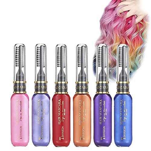 Bestauty Haarkreide für Mädchen, Temporäre Haarfarbe Bunt Haarkreide Kinder Auswaschbar Ungiftig für Haar Mascara Augenbrauen, fit Damen Oktoberfest Halloween Cosplay Party (6 Farben Set-B) von Bestauty