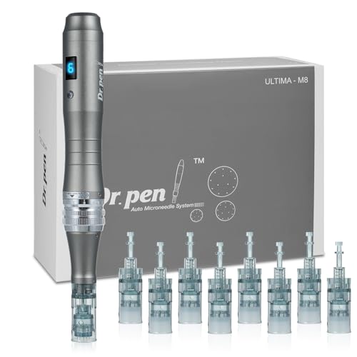 Dr. pen Ultima M8 Microneedling Pen mit 8 Typen Cartridges - Drahtlose Dr pen Microneedling Das beste Weihnachtsgeschenk für Frauen/Männer(M8-Grau) von Bestauty