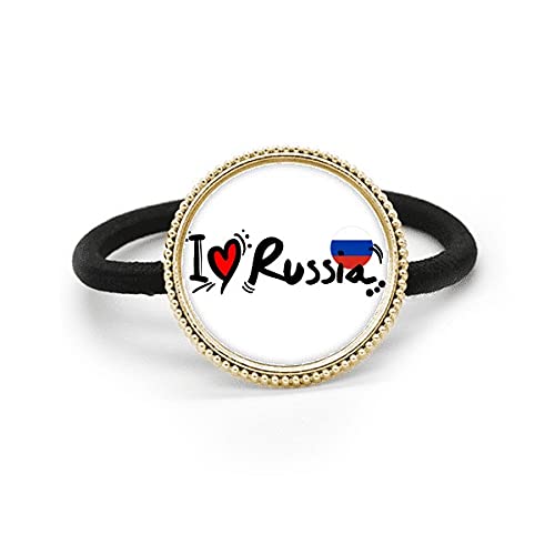 Haargummi mit Herzmotiv "I Love Russland", Metall, silberfarben von Bestchong