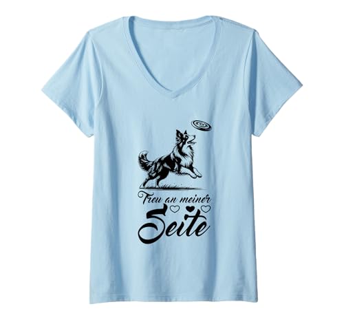 Damen Border Collie Hund Herrchen Frauchen Hunde Collie T-Shirt mit V-Ausschnitt Damen Border Collie Hund Herrchen Frauchen Hunde Collie T-Shirt mit V-Ausschnitt von Beste Border Collies Mama Hunde Collie Geschenk