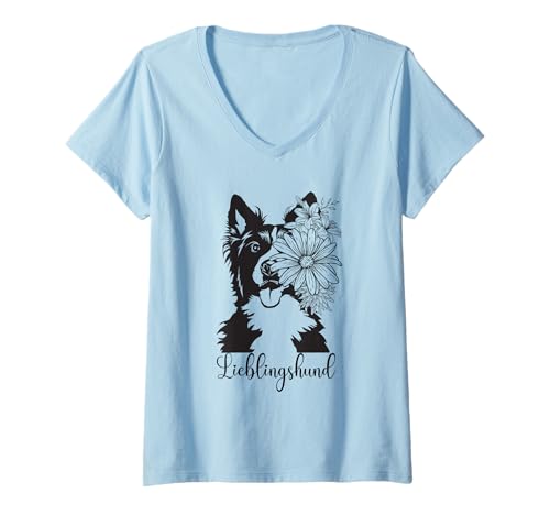 Damen Border Collie Hund Herrchen Frauchen Hunde Collie T-Shirt mit V-Ausschnitt Damen Border Collie Hund Herrchen Frauchen Hunde Collie T-Shirt mit V-Ausschnitt von Beste Border Collies Mama Hunde Collie Geschenk