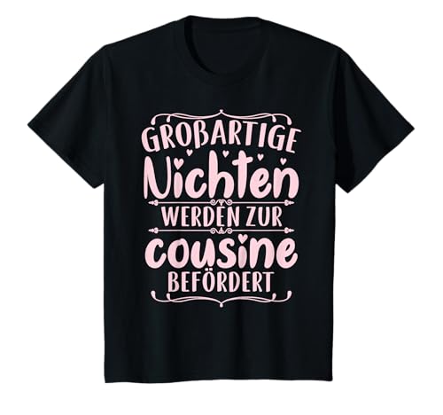 Beste Cousine der Welt Geschenk Nichten Geschenk T-Shirt für Kinder, Schwarz, Klassische Passform, Unisex, Halbarm, XS (10-12 Jahre), EU von Beste Cousine der Welt Geschenk Nichten Geschenk