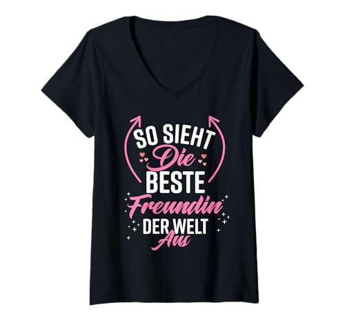 Damen Beste Freundin der Welt Lustig Witzig BBF Beste Freundin T-Shirt mit V-Ausschnitt von Beste Freundin Geschenk Co.