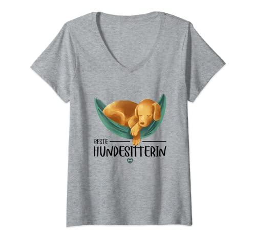 Damen Beste Hundesitterin Dankeschön Welpe Hundesitting Hundewitze T-Shirt mit V-Ausschnitt Damen Beste Hundesitterin Dankeschön Welpe Hundesitting Hundewitze T-Shirt mit V-Ausschnitt von Beste Hundesitterin und Hundesitting Dankeschön