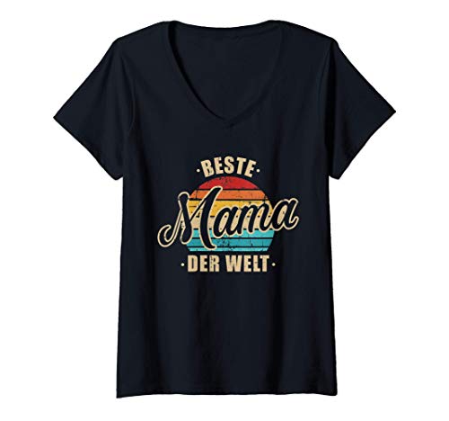 Damen Beste Mama der Welt vintage retro T-Shirt mit V-Ausschnitt von Beste Mama Geschenke
