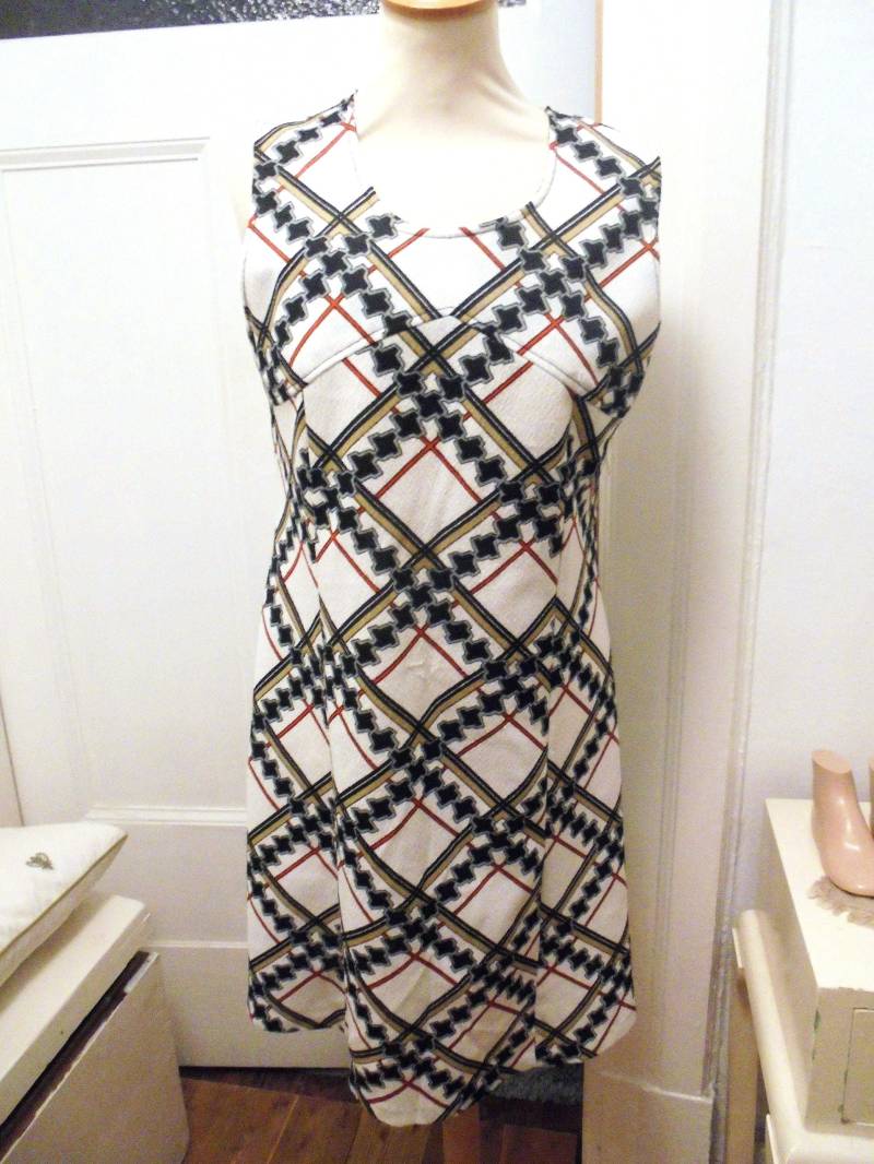 Kariertes Etuikleid 60Er 70Er Weiß A-Linie von BesteKinderstube