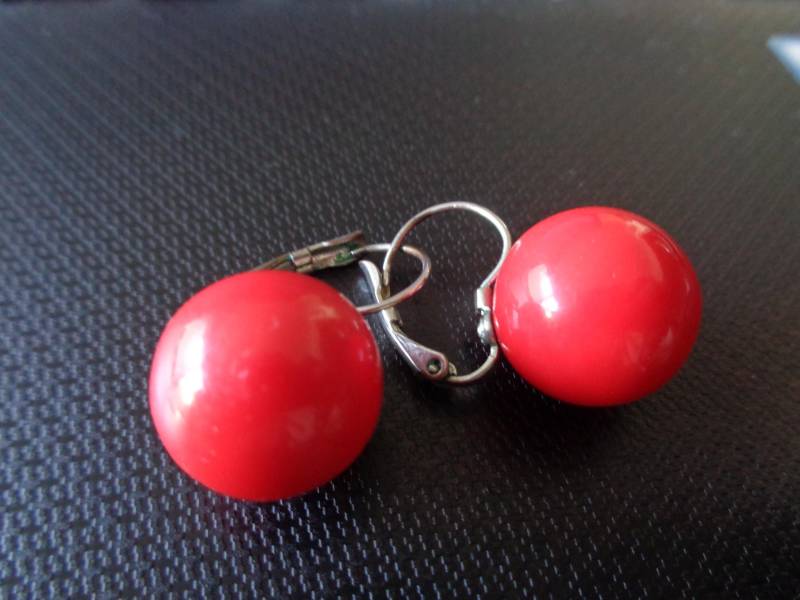 Knallrote Ohrhänger Ohrschmuck Kugeln 50Er 60Er von BesteKinderstube