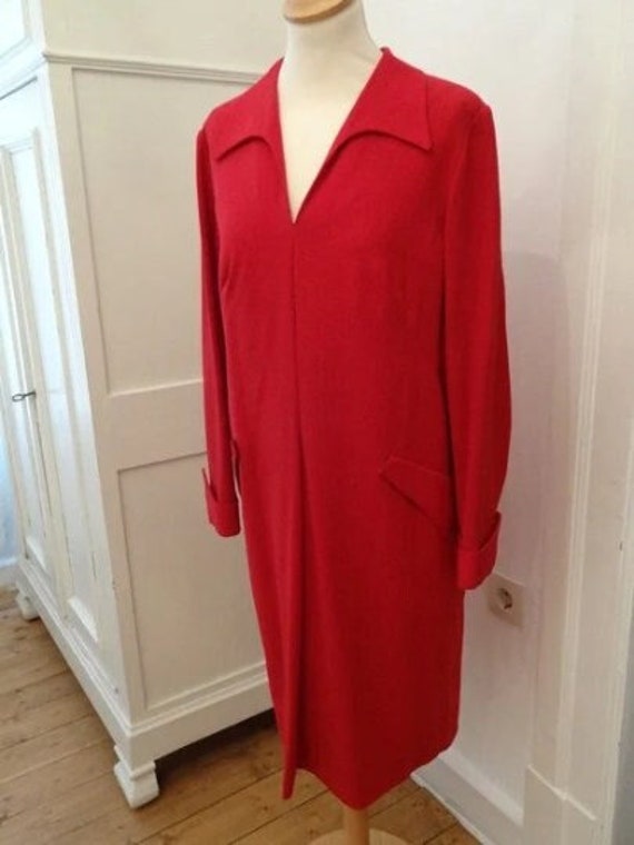 Knallrotes 70Er Kleid Crepe Georgette 40 von BesteKinderstube