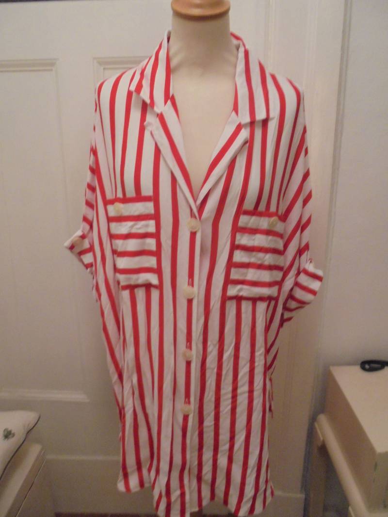 Rot Weiß Gestreiftes 80Er Hemd Oversized von BesteKinderstube