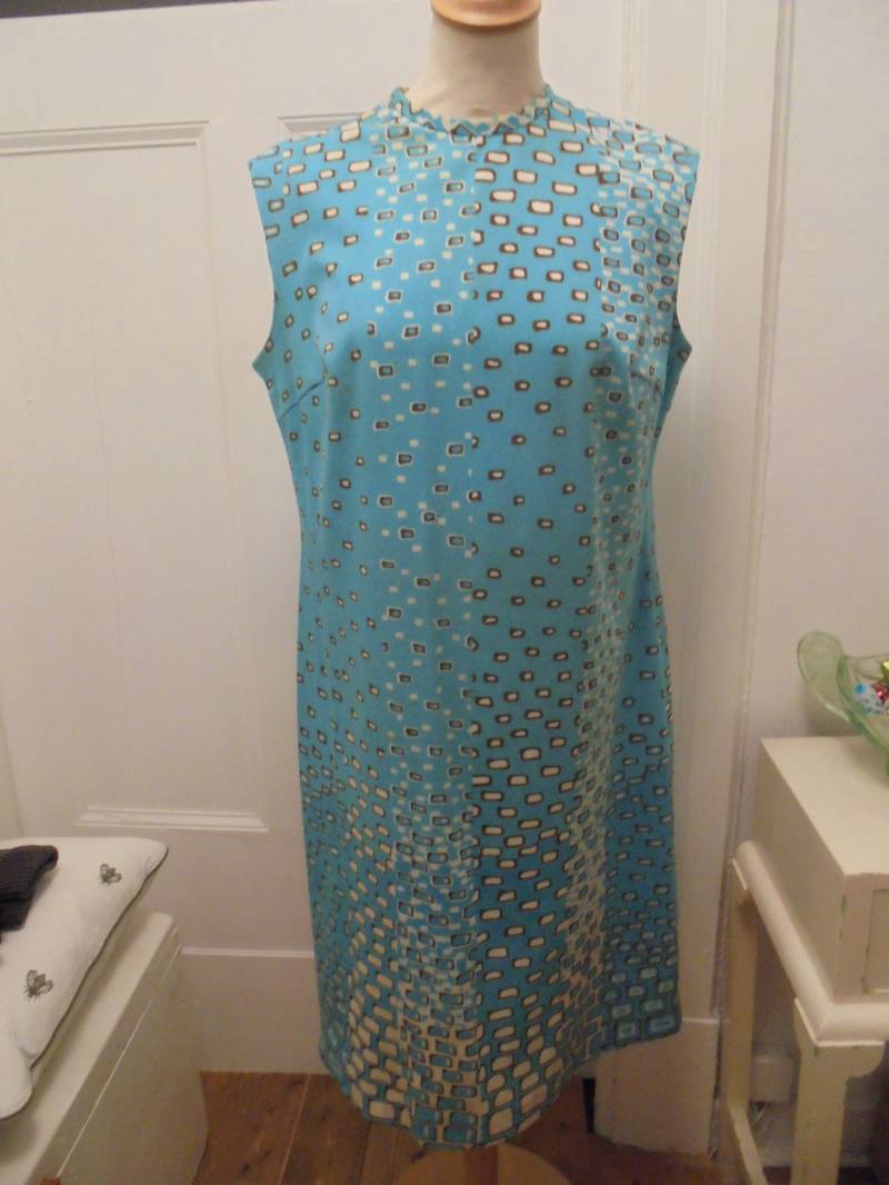 Schickes 70Er Sommerkleid Türkis Gemustert von BesteKinderstube