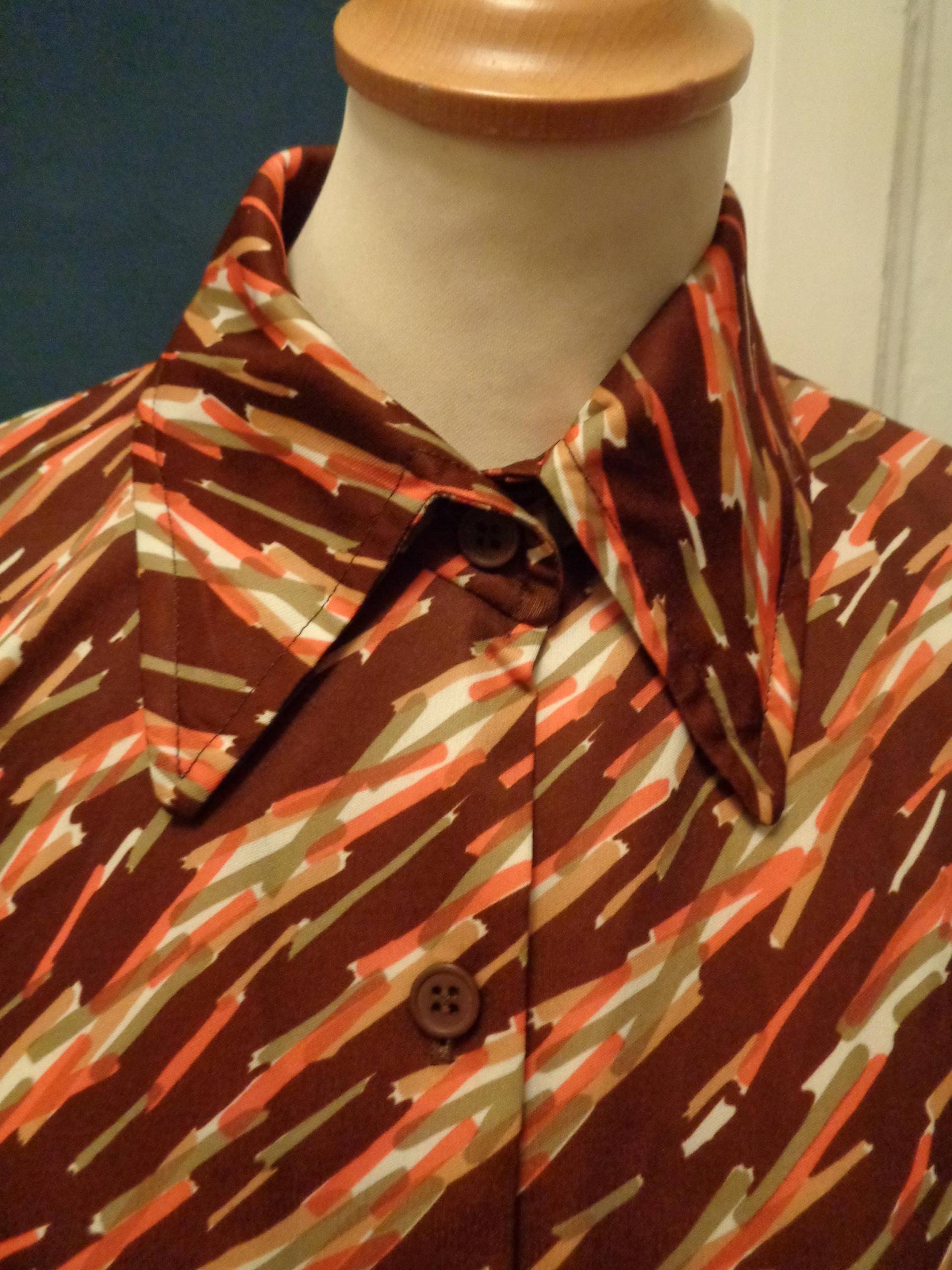 Schrille Hemdbluse Orange Braun Gemustert 70Er Vintage von BesteKinderstube