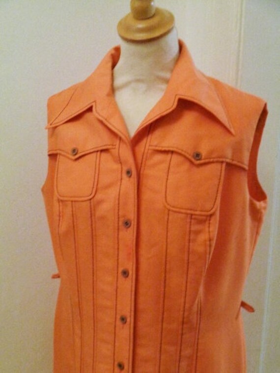 Sommer Orange Etuikleid Ärmellos A-Linie Gr. 40 von BesteKinderstube