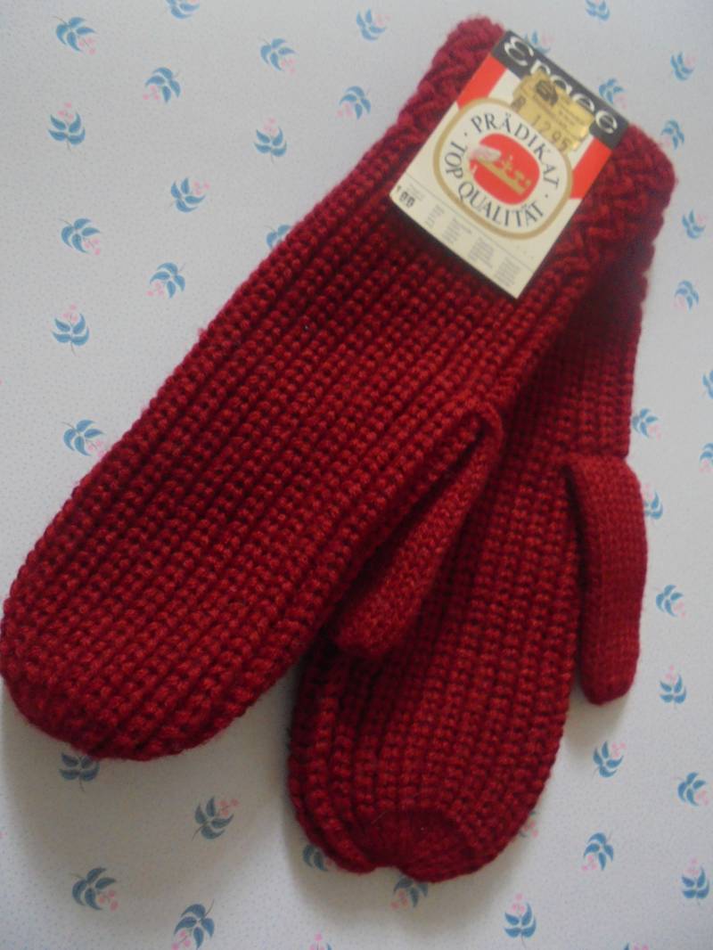 strickhandschuhe Dunkelrot Fäustlinge Ergee 70Er Größe 7 von BesteKinderstube