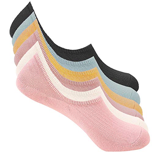 Bestele 6 Paar Unsichtbare Socken für Damen und Herren,Sneaker Socken Baumwoll Unsichtbar Kurzsocken Rutschfeste für Loafers Boots Schuhe, 6 x eiscremefarben, 34-40 von Bestele