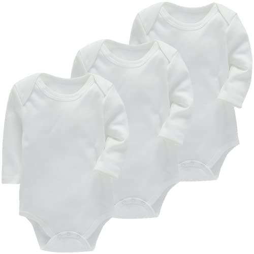 Bestele Baby Bodys, Baby Body set Langarm für Jungen und Mädchen Neugeborene Unisex, Baumwolle mit Aufdruck Sprüchen Weiß Baby Bodys 0-3 3-6 -6-9 9-12 12-18 18-24 Monate (3*Set 6 LI, 9-12 Monate) von Bestele