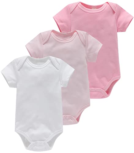 Bestele Baby Bodys, Baby Body set Kurzarm für Jungen und Mädchen Neugeborene Unisex, Baumwolle mit Aufdruck Sprüchen Weiß Baby Bodys 0-3 3-6 -6-9 9-12 12-18 18-24 Monate (Pure Color G, 6-9 Monate) von Bestele