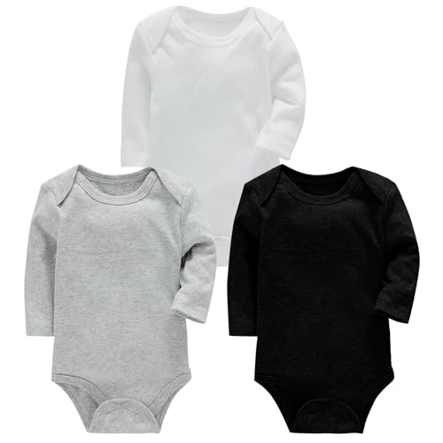 Bestele Baby Bodys, Baby Body set Langarm für Jungen und Mädchen Neugeborene Unisex, Baumwolle mit Aufdruck Sprüchen Weiß Baby Bodys 0-3 3-6 -6-9 9-12 12-18 18-24 Monate (3*Set 5 Fl, 6-9 Monate) von Bestele