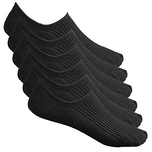 Bestele Unsichtbare Socken/Sneaker Socken für Damen und Herren,6 Paar Baumwoll Unsichtbar Kurzsocken Rutschfeste No Show Füßlinge für Loafers Boots Schuhe (6*Black, 34-40) von Bestele