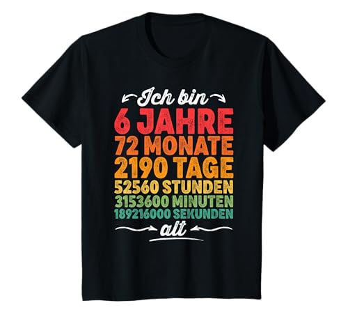 Kinder 6 Jahre alt 6 Geburtstag Countdown Monat Tage retro Geschenk T-Shirt Kinder 6 Jahre alt 6 Geburtstag Countdown Monat Tage retro Geschenk T-Shirt von Besten Kinder Countdown Geburtstag Outfits