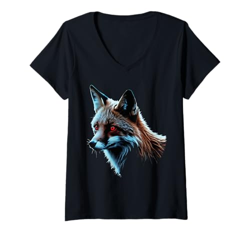 Damen Lustiges Fuchs Fox Kunst Tierliebhaber Wildtier Natur Füchse T-Shirt mit V-Ausschnitt von Besten Tier Motive aller Art - Kunstwerk AnimalArt