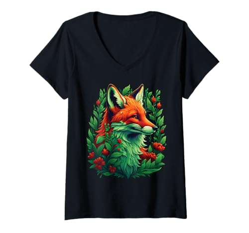 Damen Lustiges Fuchs Fox Kunst Tierliebhaber Wildtier Natur Füchse T-Shirt mit V-Ausschnitt Damen Lustiges Fuchs Fox Kunst Tierliebhaber Wildtier Natur Füchse T-Shirt mit V-Ausschnitt von Besten Tier Motive aller Art - Kunstwerk AnimalArt