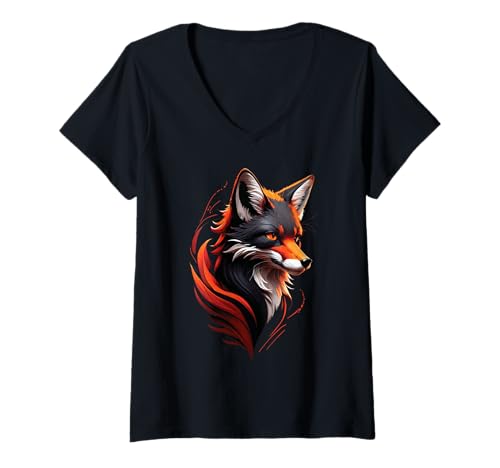 Damen Lustiges Fuchs Fox Kunst Tierliebhaber Wildtier Natur Füchse T-Shirt mit V-Ausschnitt Damen Lustiges Fuchs Fox Kunst Tierliebhaber Wildtier Natur Füchse T-Shirt mit V-Ausschnitt von Besten Tier Motive aller Art - Kunstwerk AnimalArt