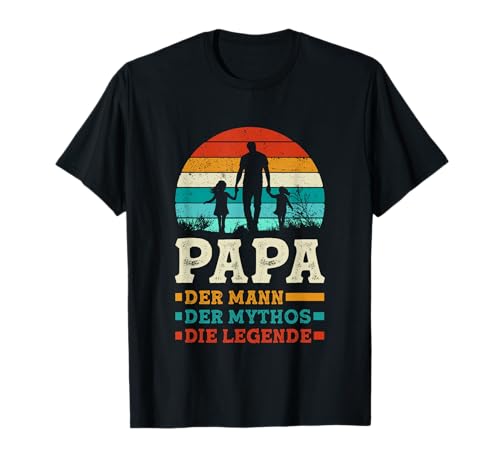 Retro Mann Vater Legende Vatertag Töchter Zwei Kinder Papa T-Shirt von Bester Papa Geschenke Geburtstag Vatertagsgeschenk