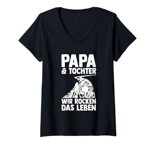 Damen Papa Vater Und Tochter Musiker Sänger T-Shirt mit V-Ausschnitt von Bester Papa der Welt Vatertag