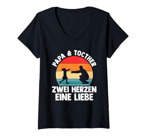 Damen Papa Vater Und Tochter T-Shirt mit V-Ausschnitt von Bester Papa der Welt Vatertag