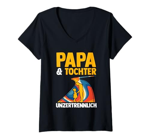 Damen Papa Vater Und Tochter T-Shirt mit V-Ausschnitt von Bester Papa der Welt Vatertag