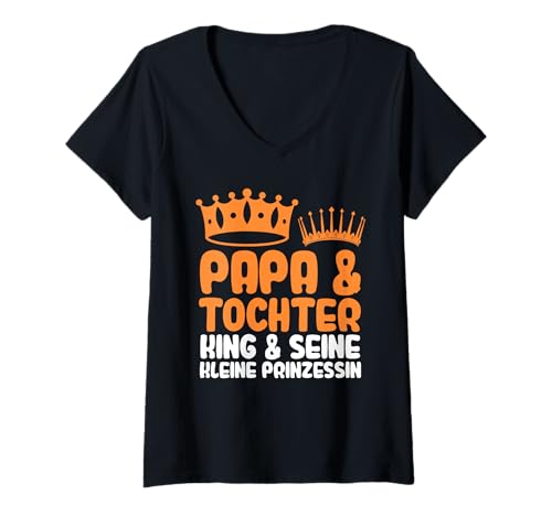 Damen Papa Vater Und Tochter T-Shirt mit V-Ausschnitt von Bester Papa der Welt Vatertag